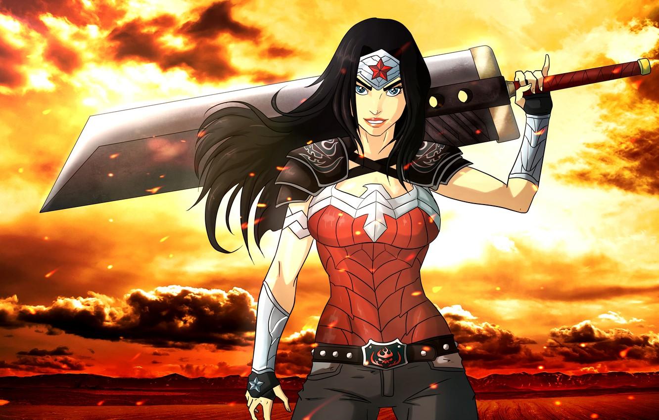1332x850 Wallpaper sword, wonder woman, fan art, DC Comics, wonder woman image for desktop, section фантастика
