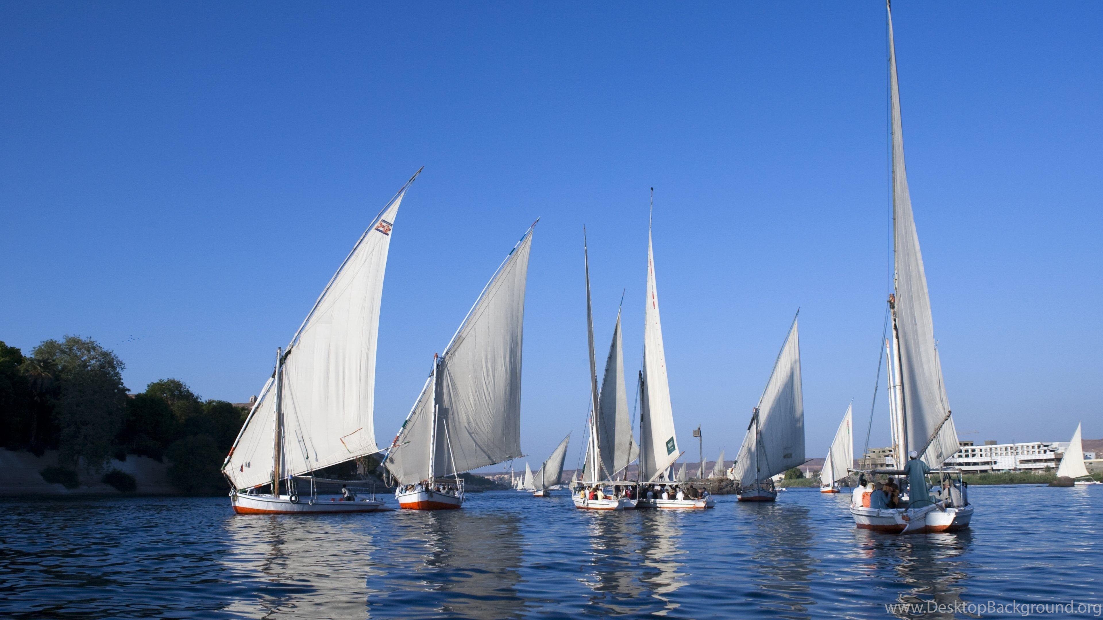 3840x2160 Sailing Vessels On The Nile River From Egypt Wallpaper - HD