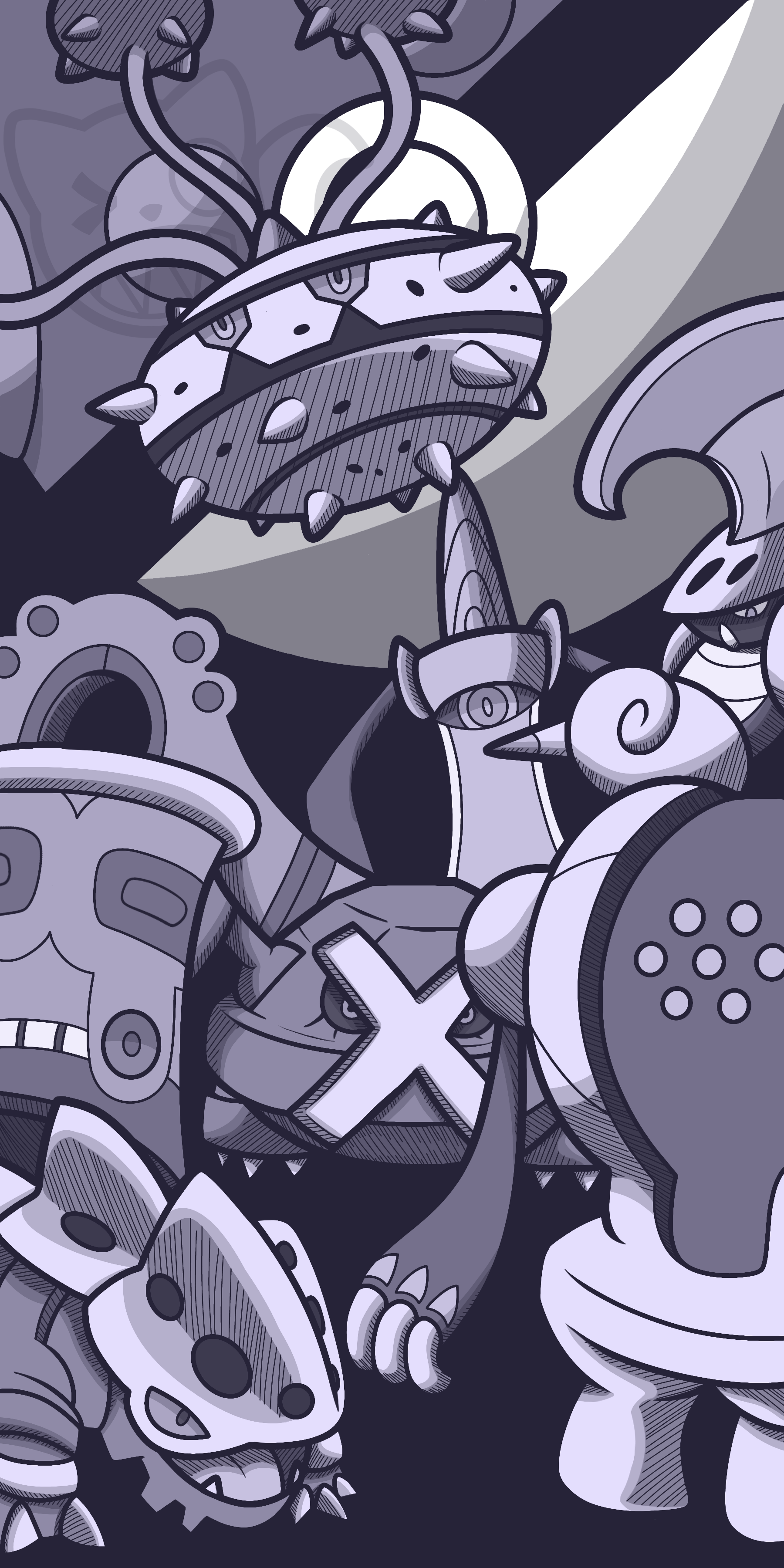 1800x3600 Steel Type Themed Phone Wallpaper! Free to use but please don't repost or claim as your own! :): PokemonSwordAndShield