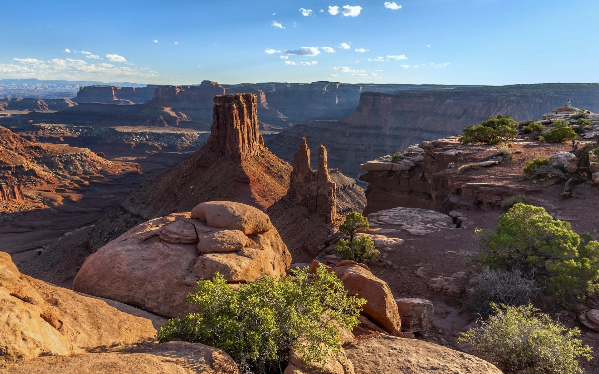 1920x1200 Download wallpaper rocks, mountain landscape, desert, evening, sunset, Canyonlands National Park, Utah, USA for desktop with resolution 1920x1200. High Quality HD picture wallpaper