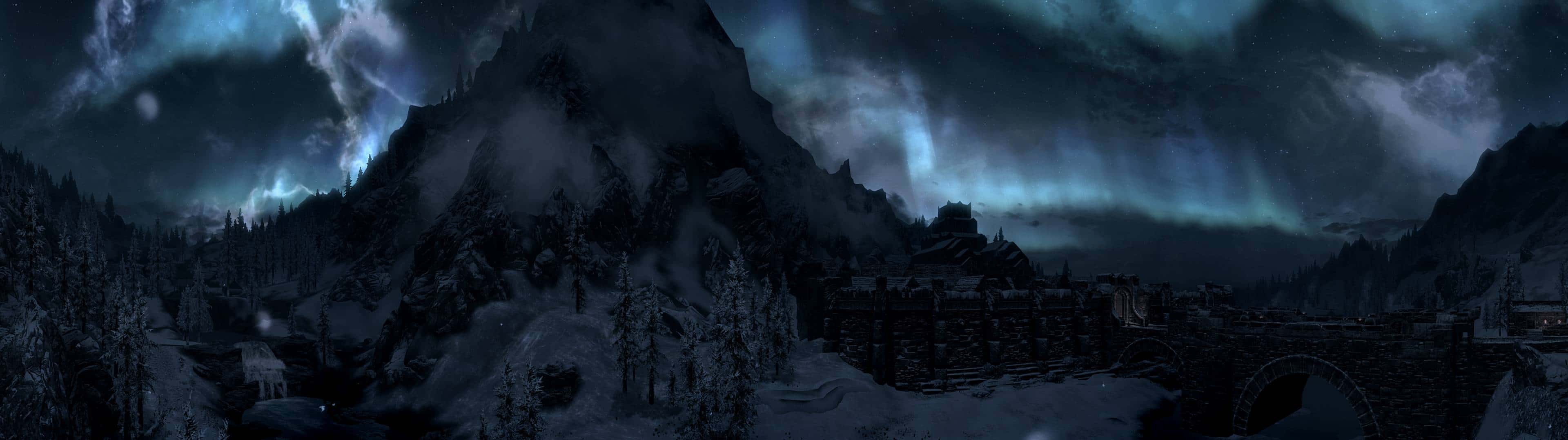 3840x1080 Skyrim Landscape Dual Monitor Wallpaper