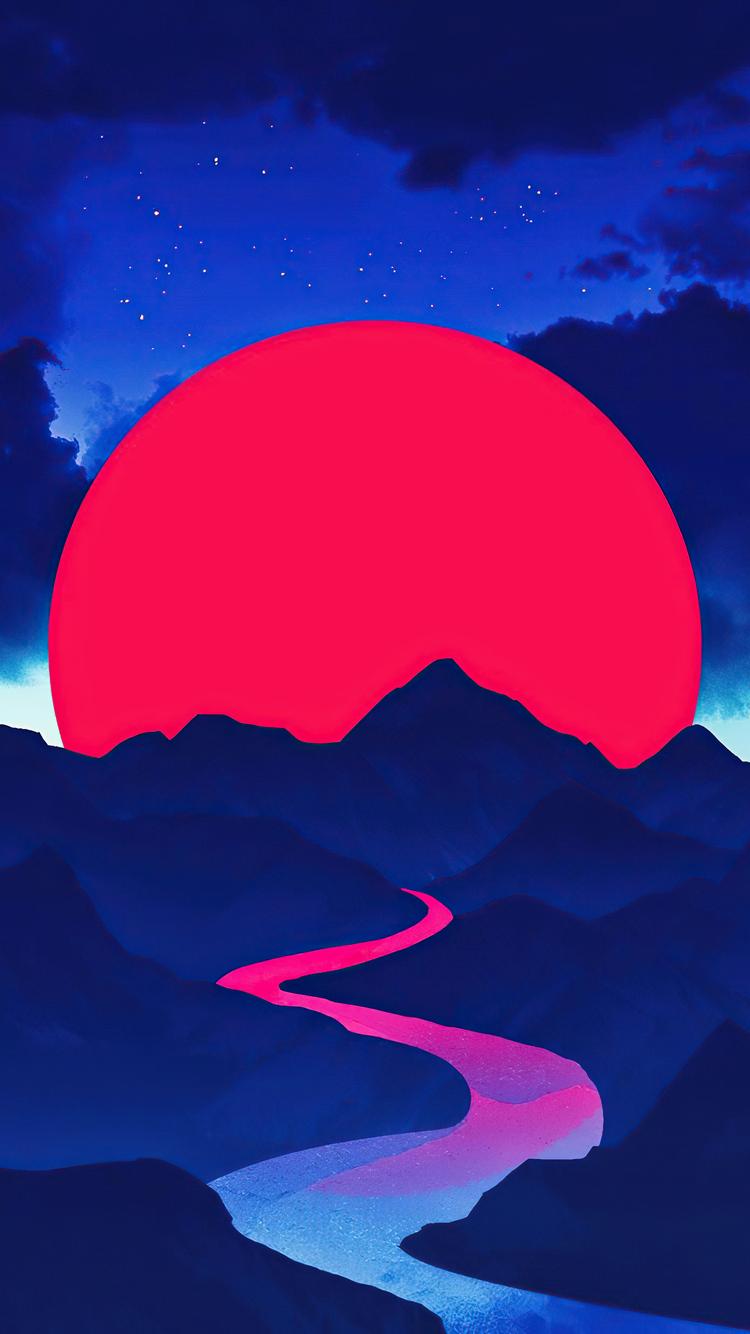 750x1334 Retro Lake Art 4k iPhone iPhone 6S, iPhone 7 HD 4k Wallpaper, Image, Background, Photo and Picture