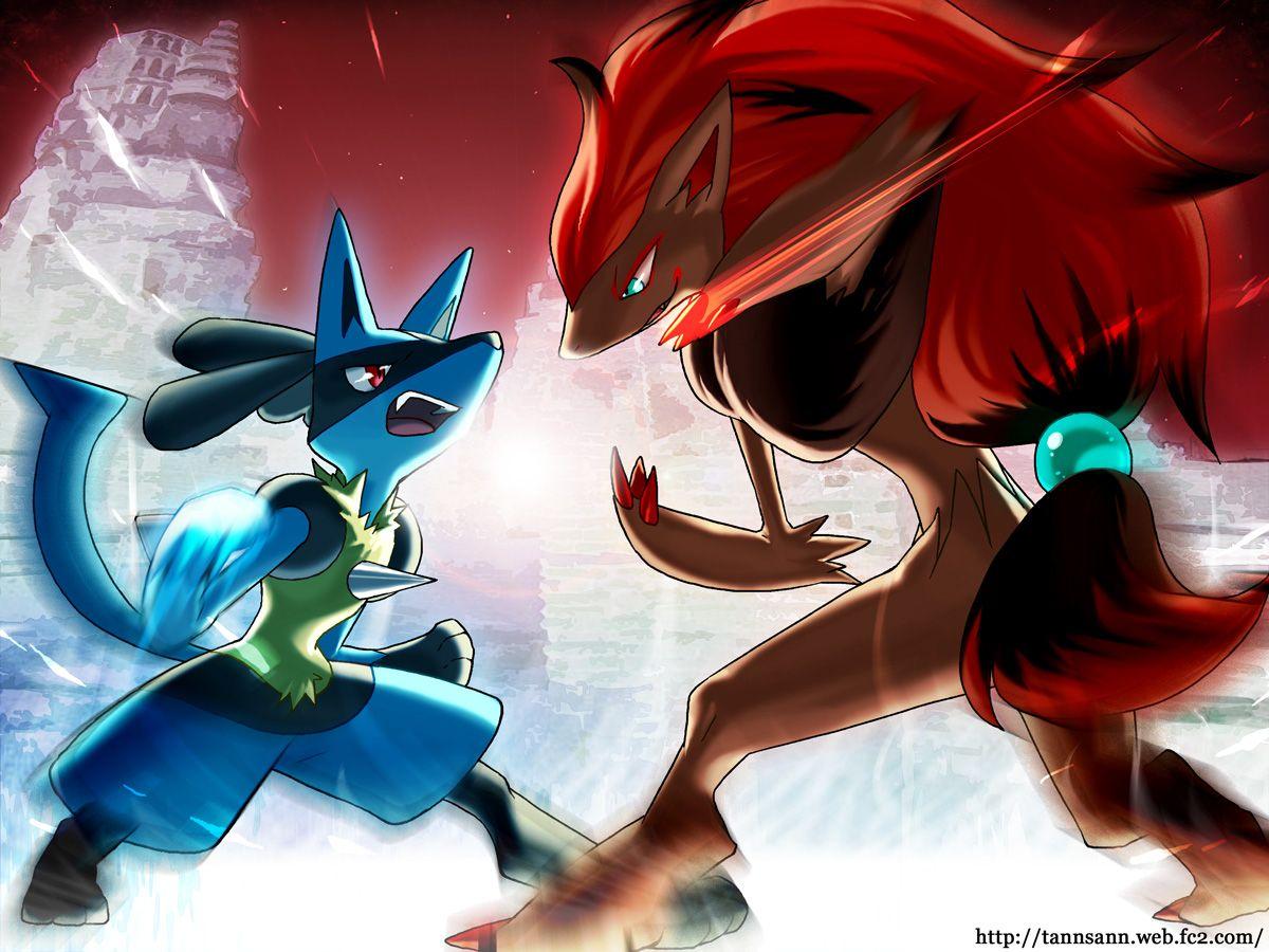 1200x900 lucario and zoroark (pokemon) drawn by abe (f!mixture)