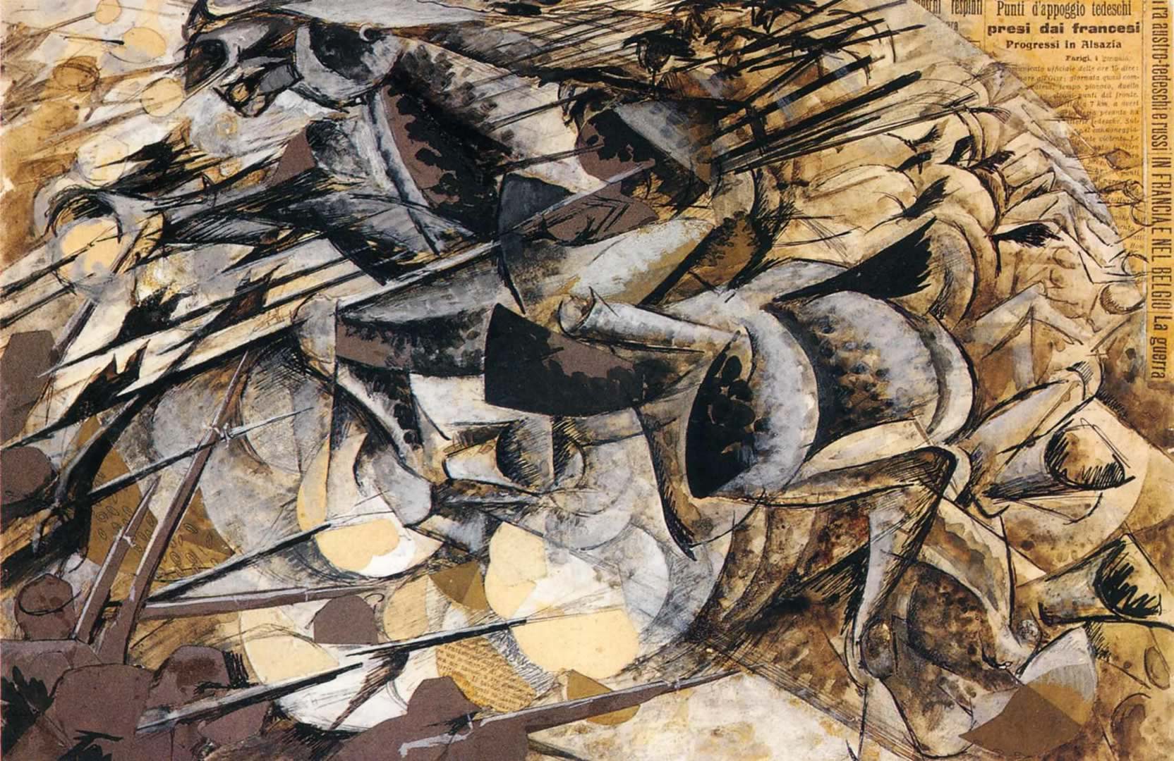 1664x1080 Lancers Charge Boccioni Wallpaper Image