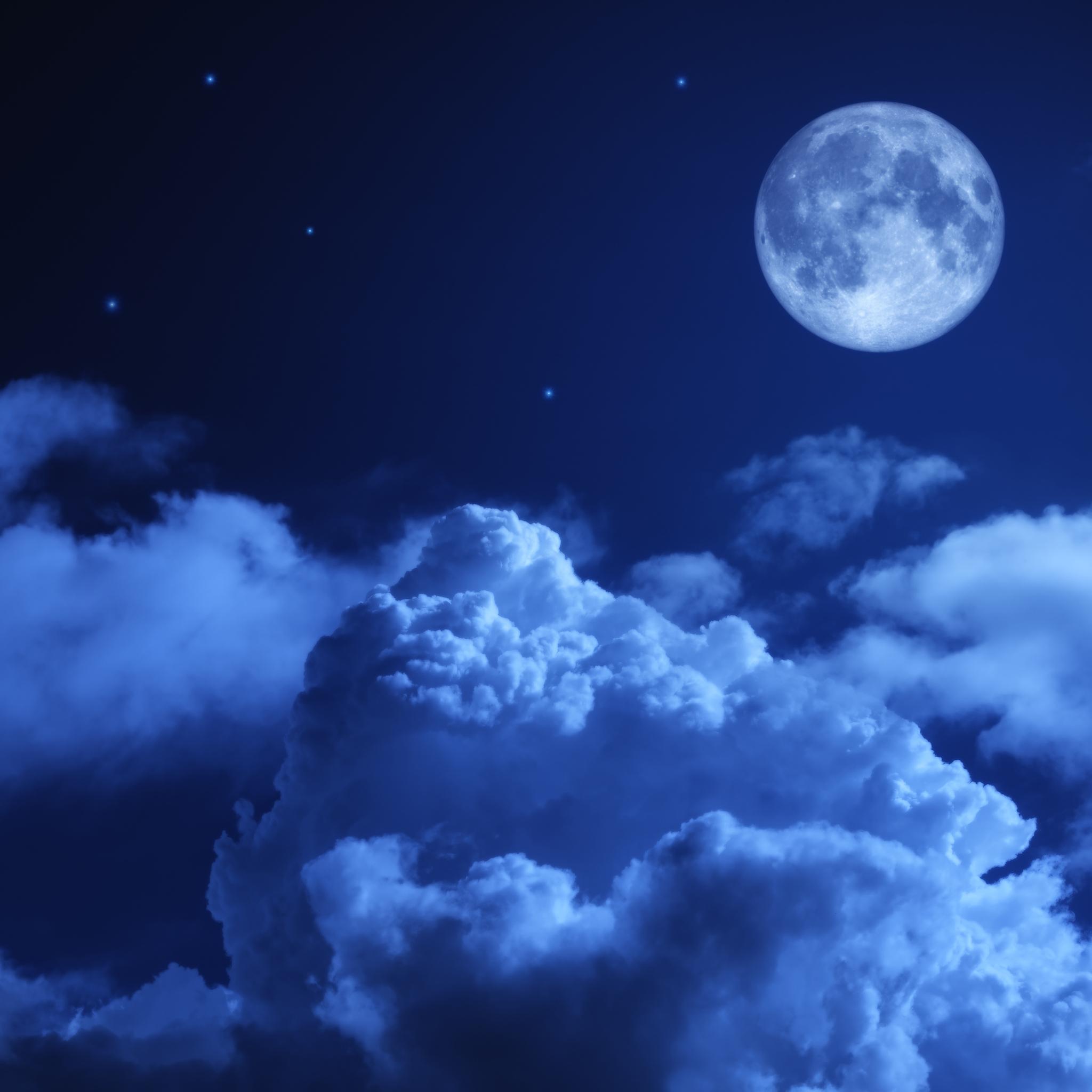 2048x2048 Moon Night Sky Clouds 5k iPad Air HD 4k Wallpaper, Image, Background, Photo and Picture