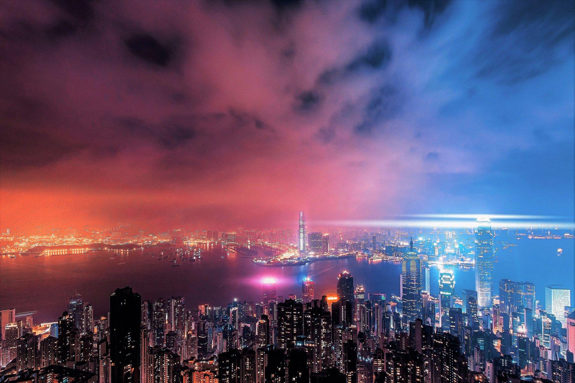 1920x1280 Hong Kong on a Cloudy Night HD Wallpaper