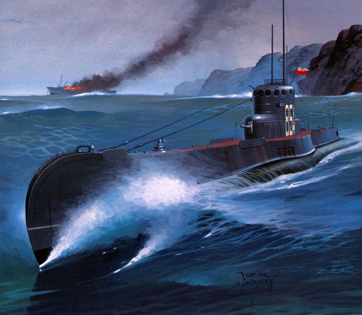 1177x1024 Photos Submarines Painting Art Army