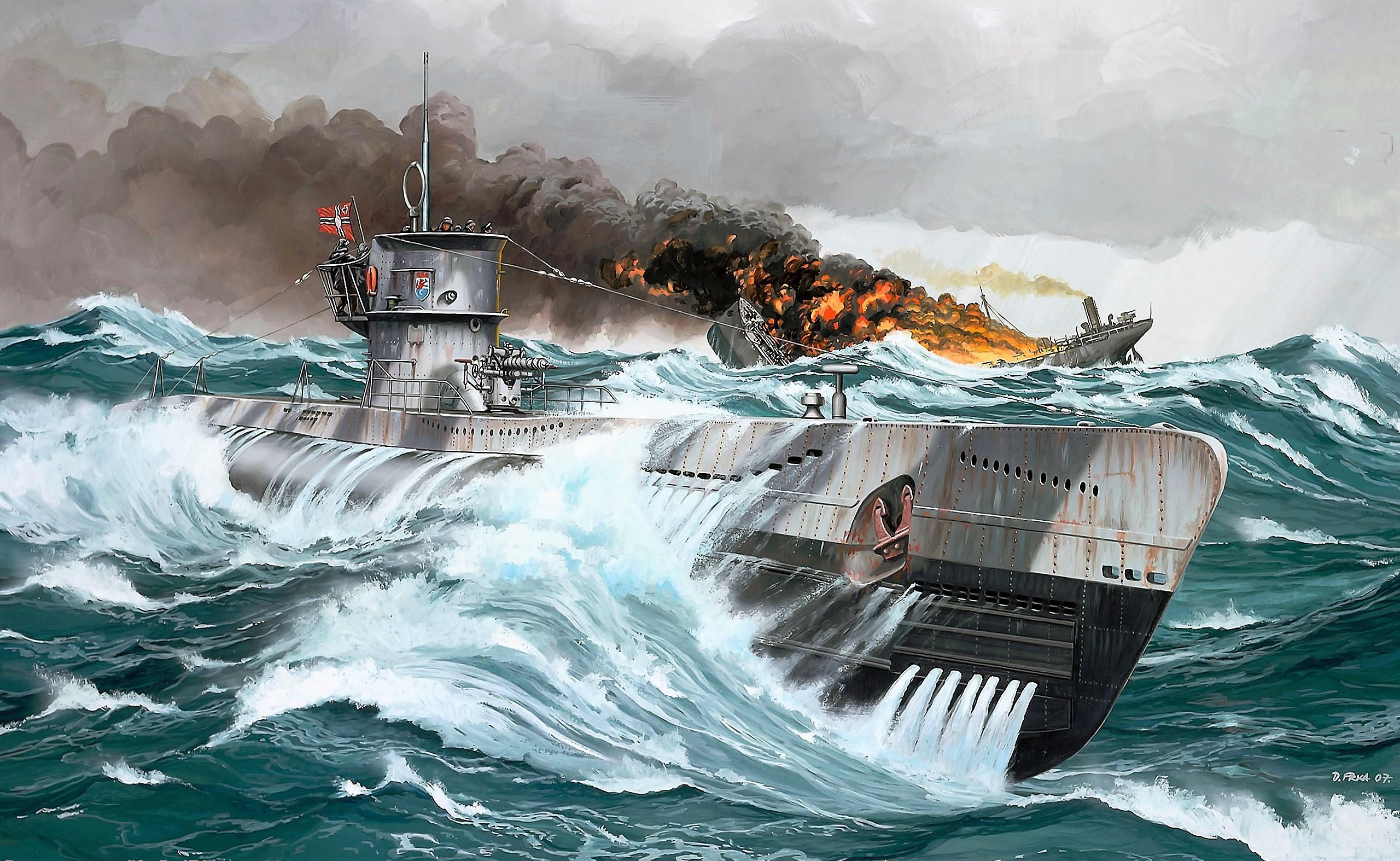 2560x1574 Wallpaper / military, vehicle, war, submarine, artwork, sea