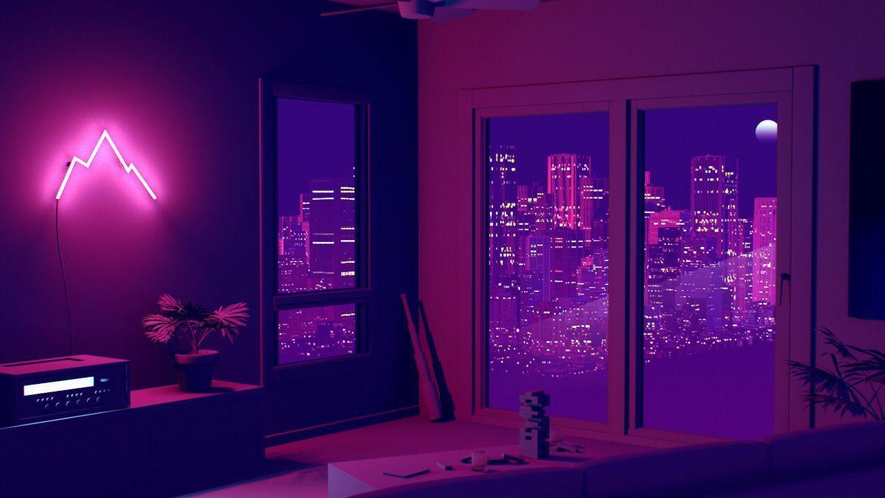 1280x720 Purple Aesthetic Computer Wallpaper