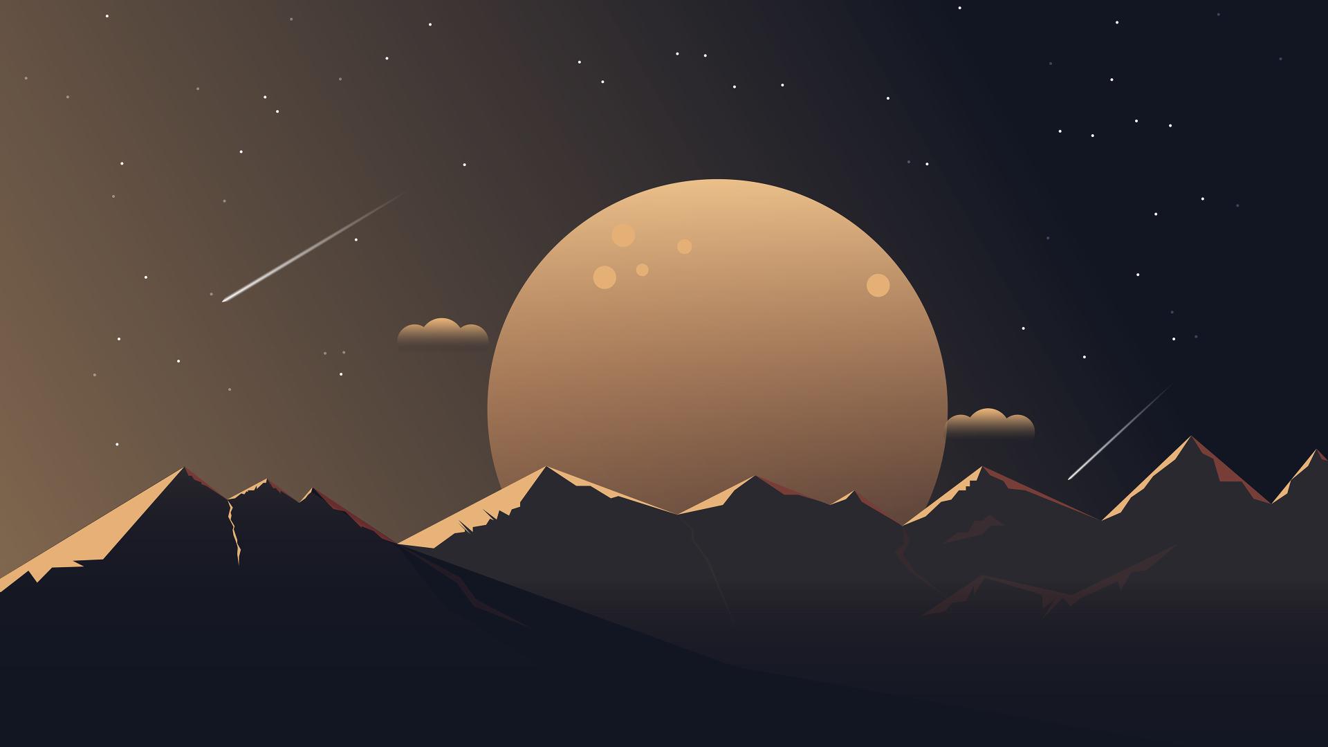 1920x1080 Moon and Mountains 1080P Laptop Full HD Wallpaper, HD Artist 4K Wallpaper, Image, Photo and Background