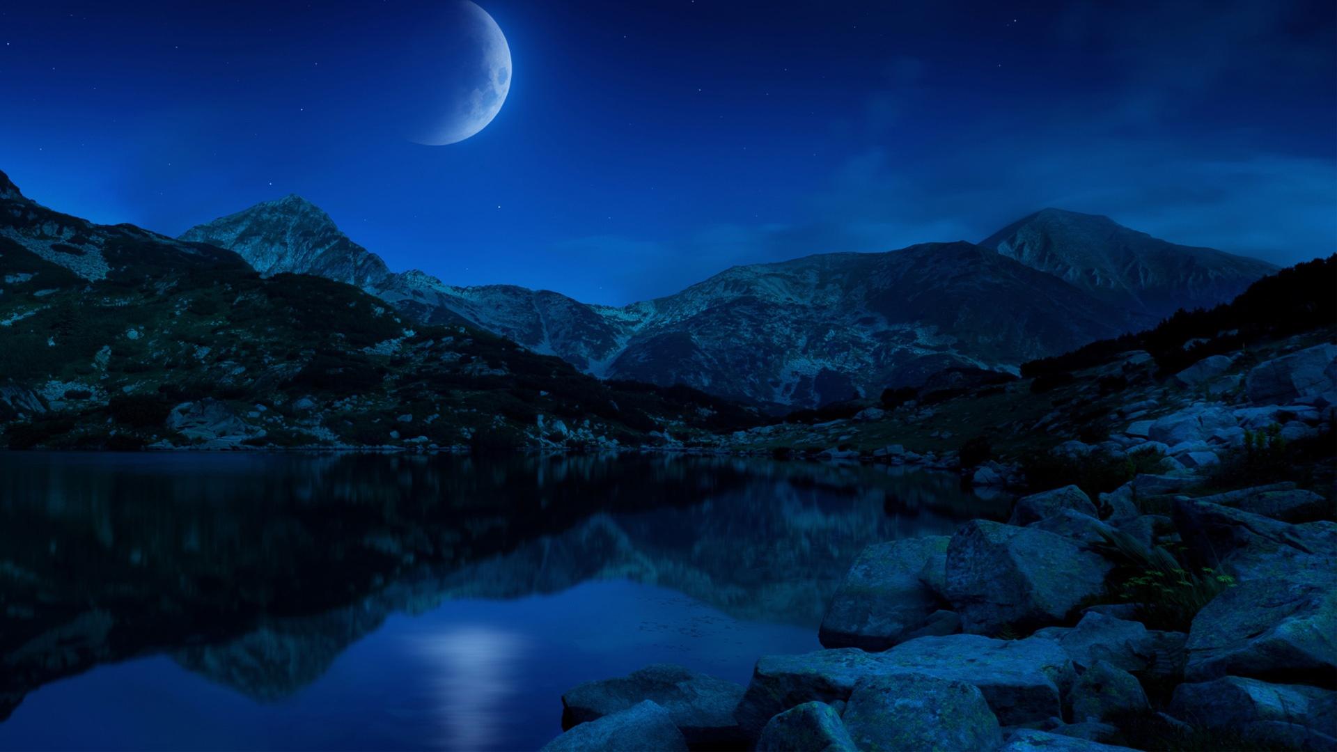 Night Moon Mountain Wallpapers - Top Free Night Moon Mountain ...