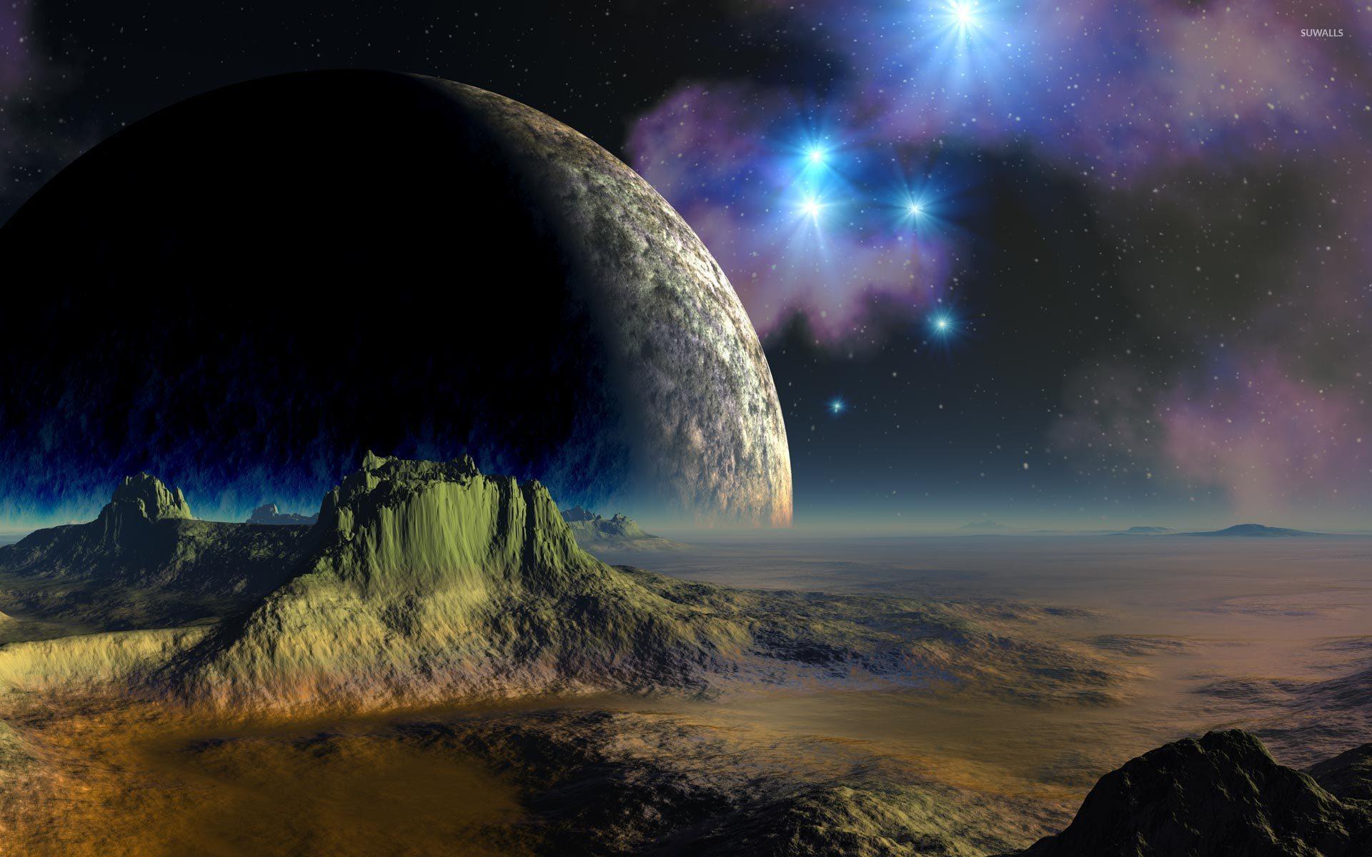1920x1200 Moon over the mountains wallpaper wallpaper