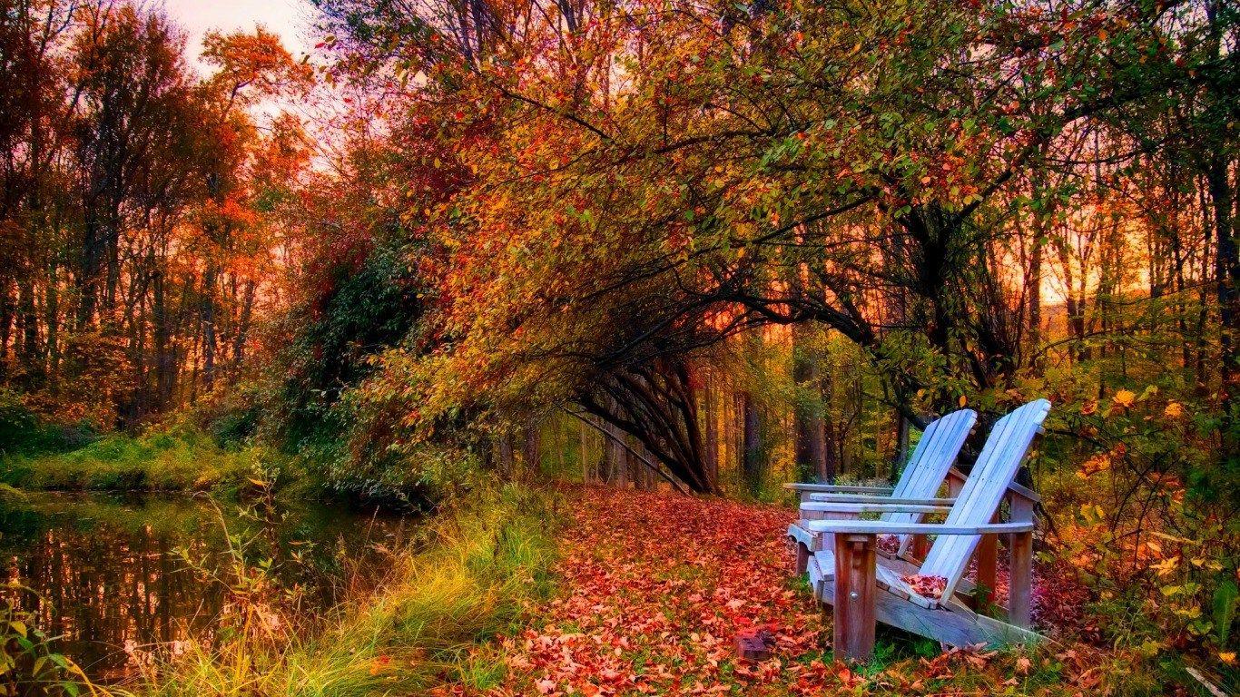 1366x768 Widescreen Fall Wallpaper With Pumpkins. Fall wallpaper, Blue adirondack chair, Chair photography