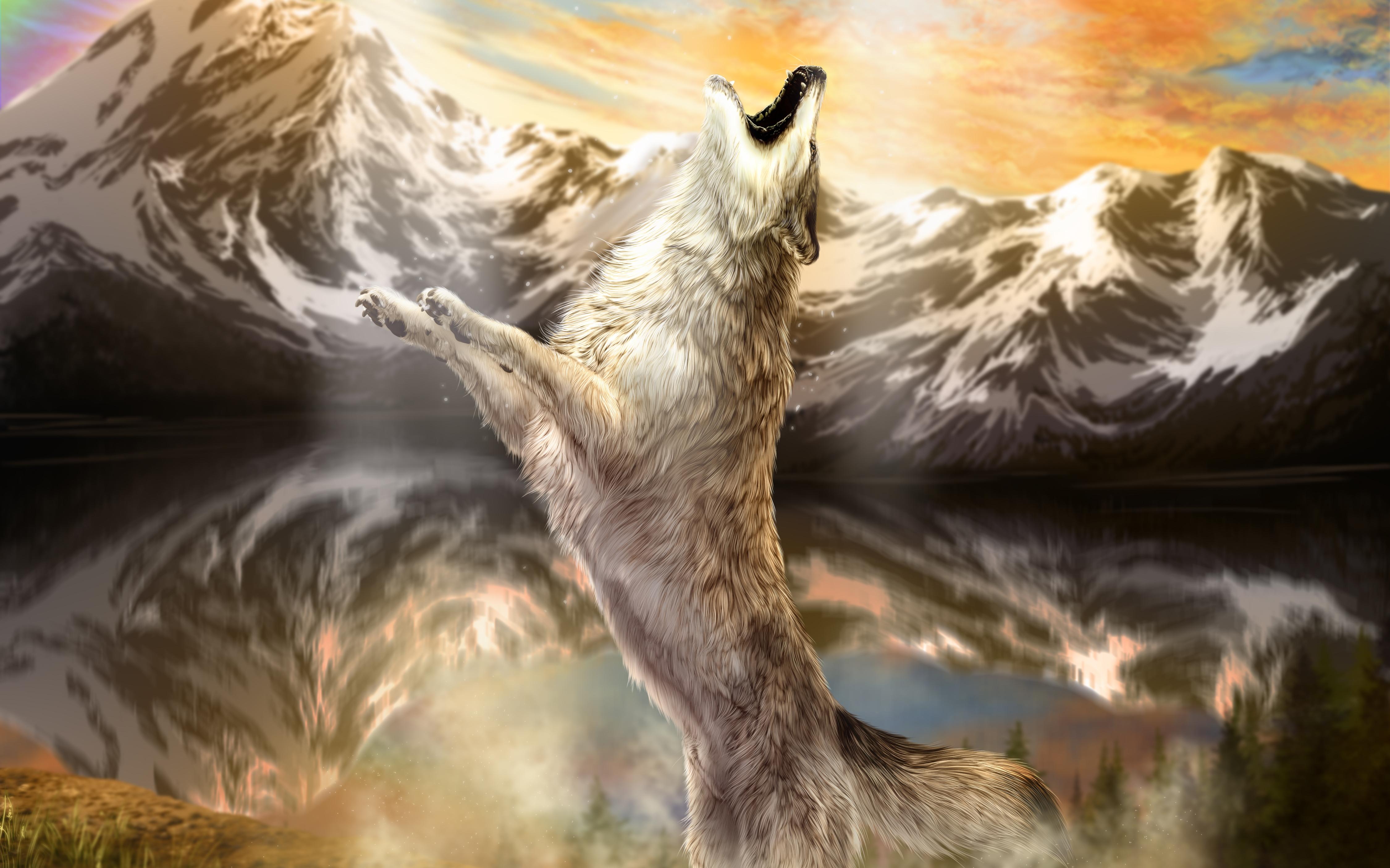 4500x2813 Free download Wolves Mountains Painting Art Animals wolf wallpaper 4500x2813 [4500x2813] for your Desktop, Mobile & Tablet. Explore Wolf Art Wallpaper. Cool Wolf Wallpaper, Cool Black Wolf Wallpaper, Awesome Wolf Wallpaper