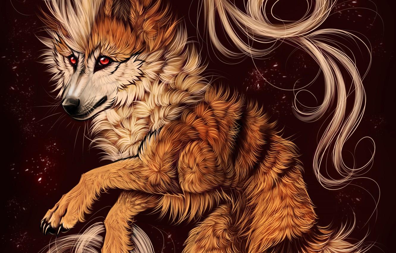 1332x850 Wallpaper background, wolf, art, mane, myarukawolf, by myarukawolf image for desktop, section арт