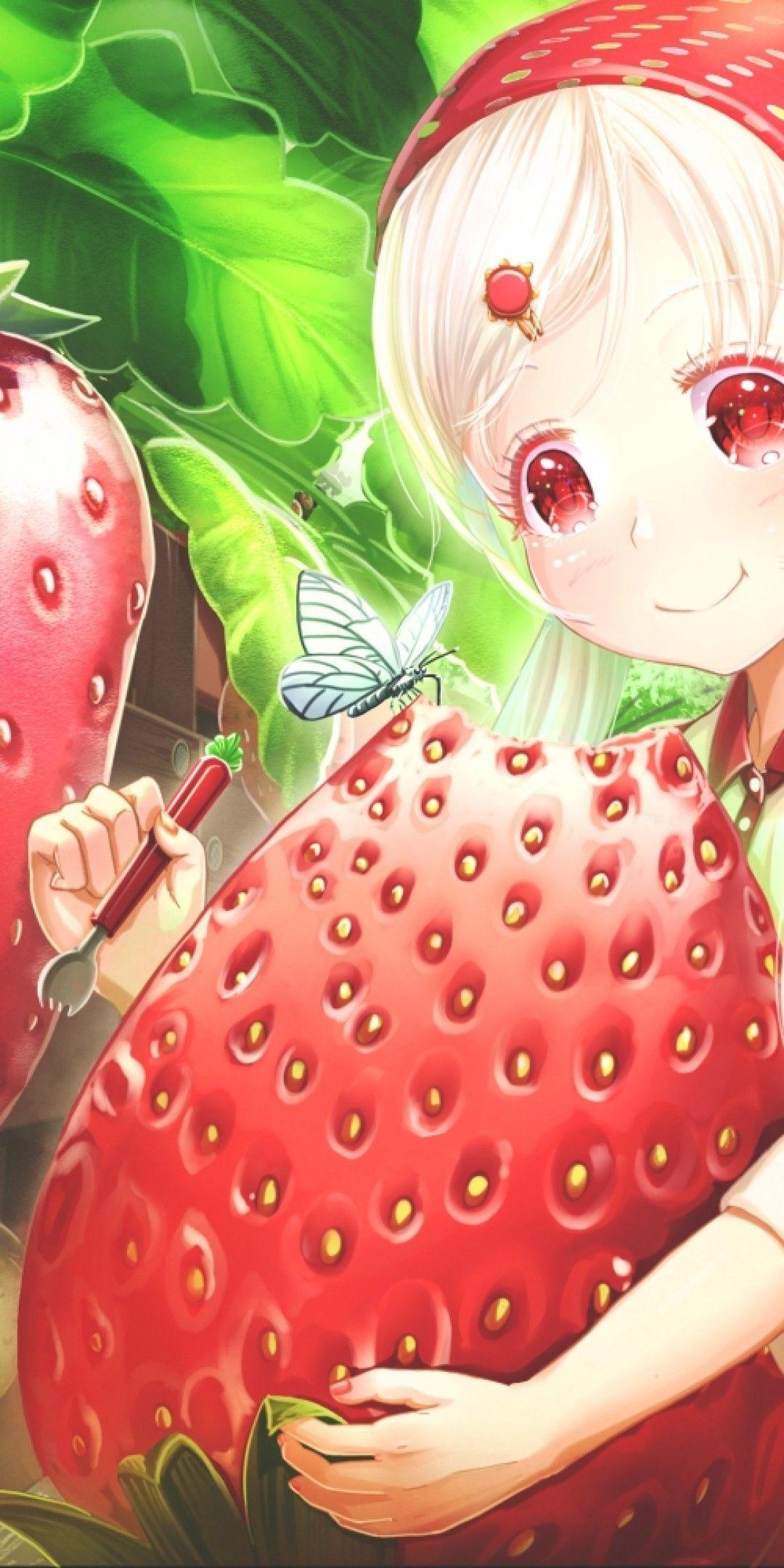 1080x2160 Strawberry Anime Girl Wallpaper
