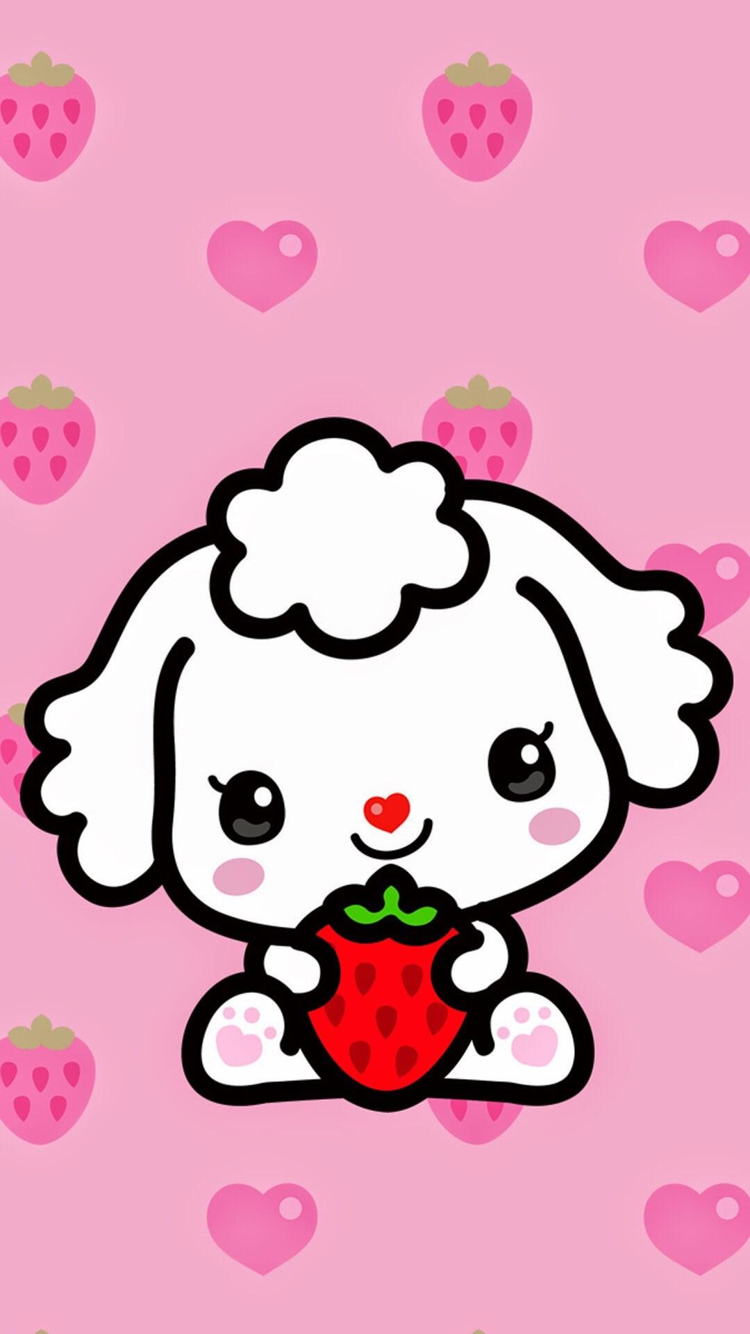 1080x1920 Kawaii Strawberry Wallpaper