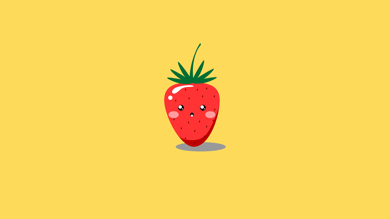 1280x720 Strawberry Kawaii Cartoon vector graphic