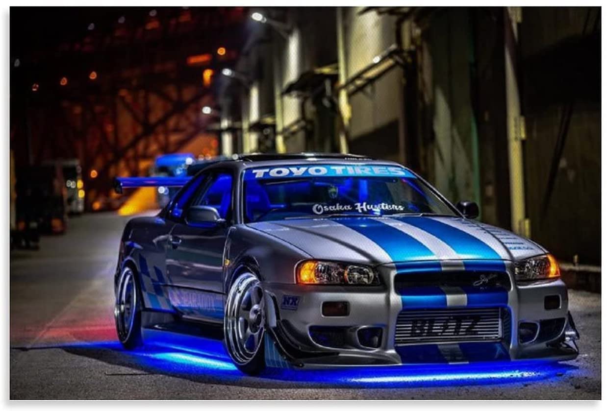 1238x839 BDFG Nissan Skyline R34 Mobil Paul Walker Poster Canvas Art Poster and Wall Art Picture Print Modern Family Bedroom Decor Posters 24x36inch(60x90cm) : Everything Else