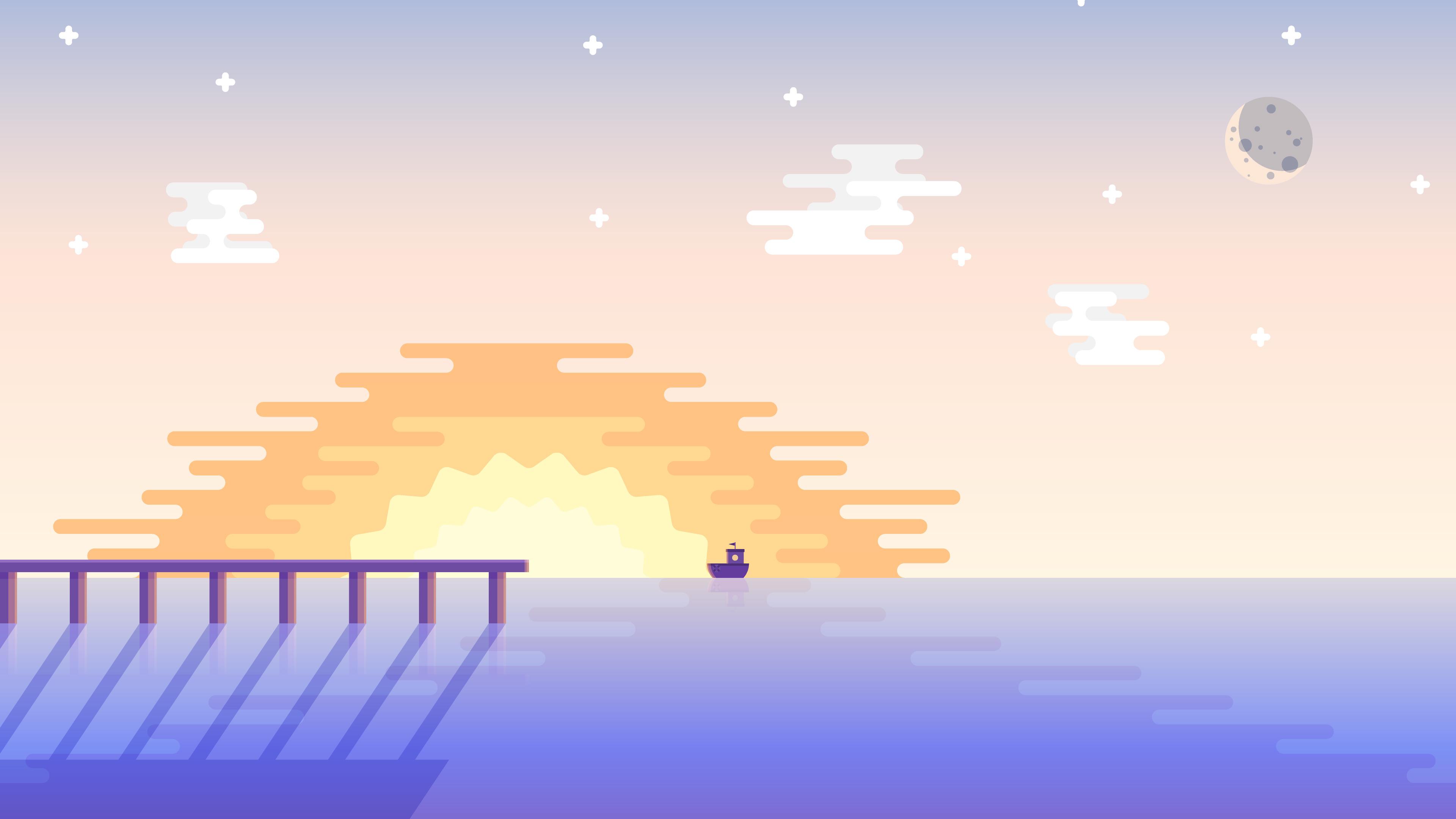 3840x2160 Wallpaper 4k Sunset Boat Minimal 4k Wallpaper
