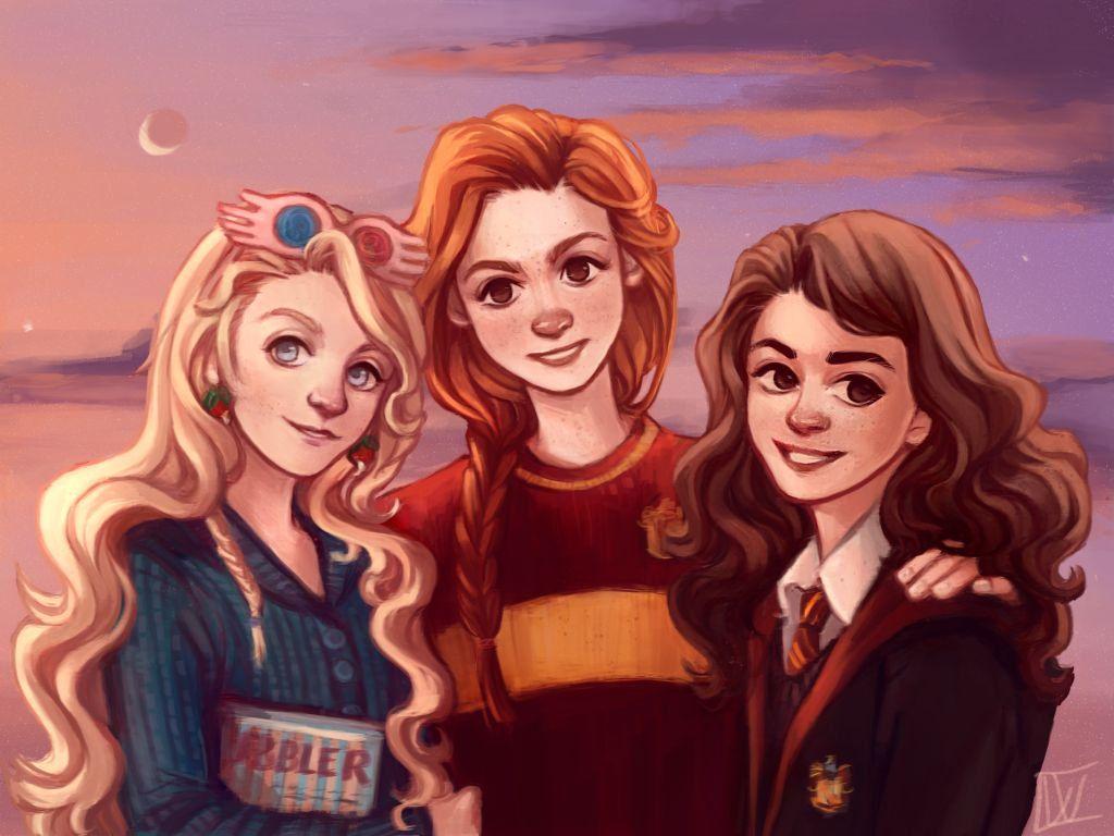 1024x768 Hermione Ginny and Luna Wallpaper
