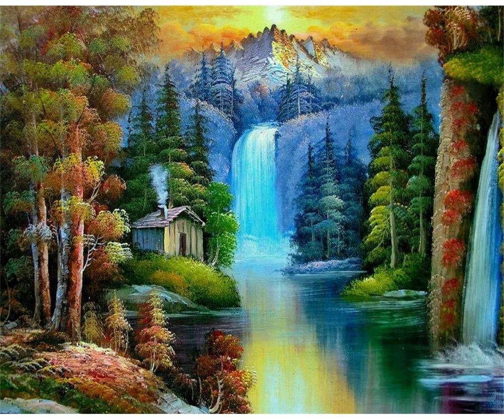 1001x836 NEILDEN DIY Diamond Painting for Adults Full Drill Colorful Waterfall Rhinestone Embroidery Picture Cross Stitch Arts Crafts for Living Room Home Wall Decor(30X40cm) : Arts, Crafts & Sewing