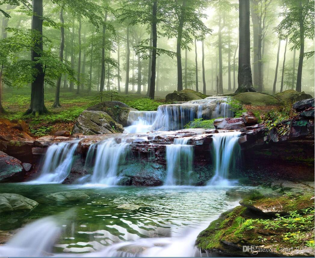 1047x858 3D Photo Wallpaper Custom Mural Forest Stream Waterfall Woods Landscape Painting Landscape Living Room TV Background Wallpaper For Walls 3 D From Shu $25.73
