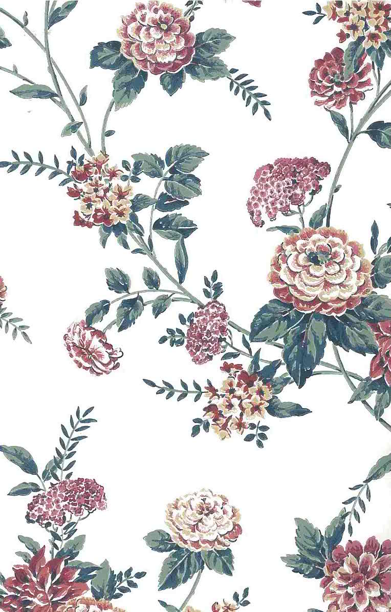 764x1195 Pink Cottage Floral Vintage Wallpaper Green Off White SOP3091 D Rs