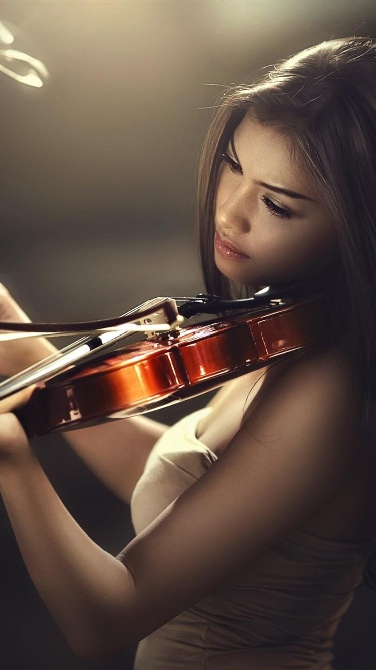 750x1334 Wallpaper Asian girl play violin, light lines 1920x1440 HD Picture, Image