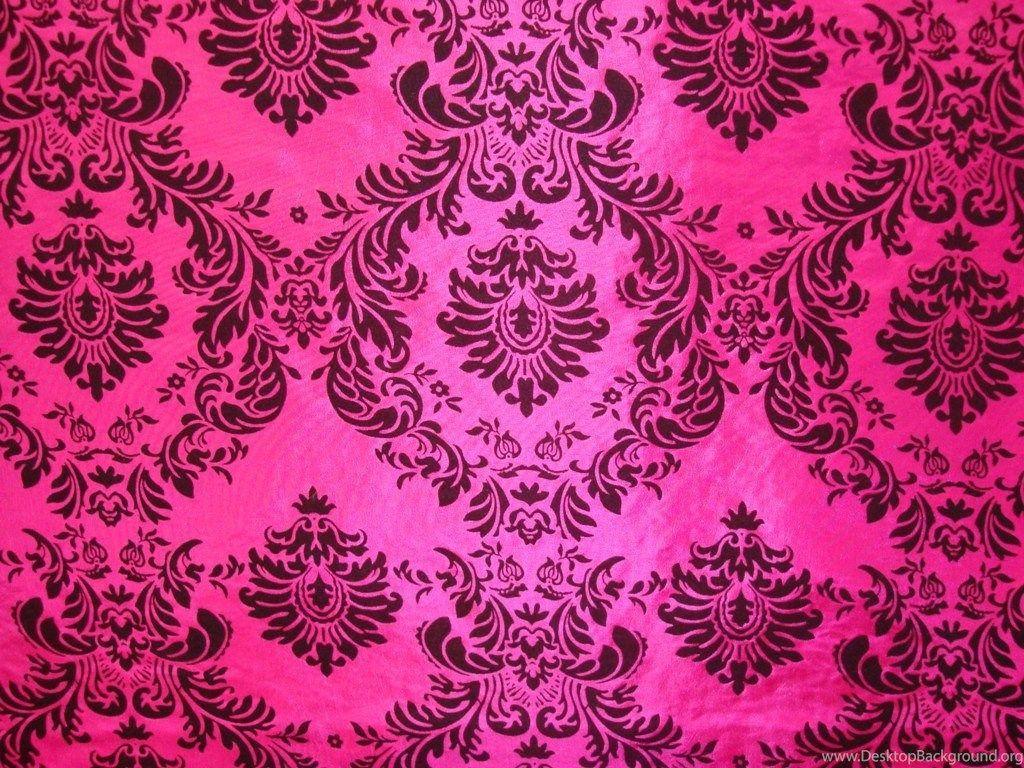 1024x768 Pink And Black Damask Wallpaper