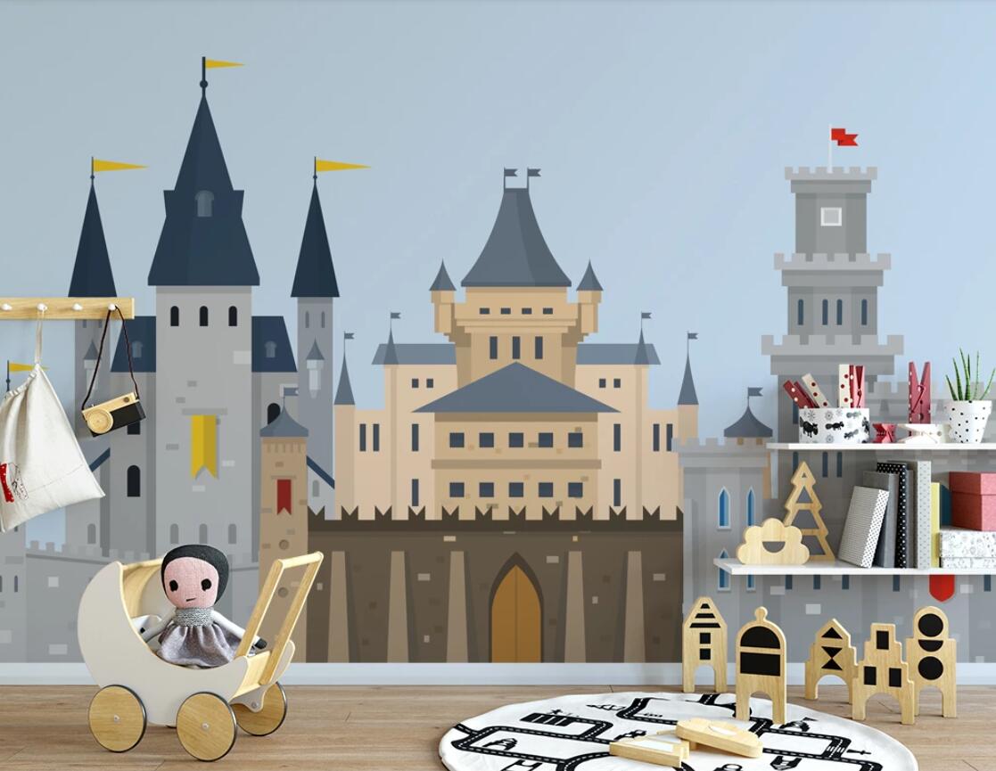 1117x865 Carton Castle Wallpaper 3D for Kids Children Room Dark Blue Background Home Wall Decor Wall Papers Roll HD Contact Paper. Wallpaper