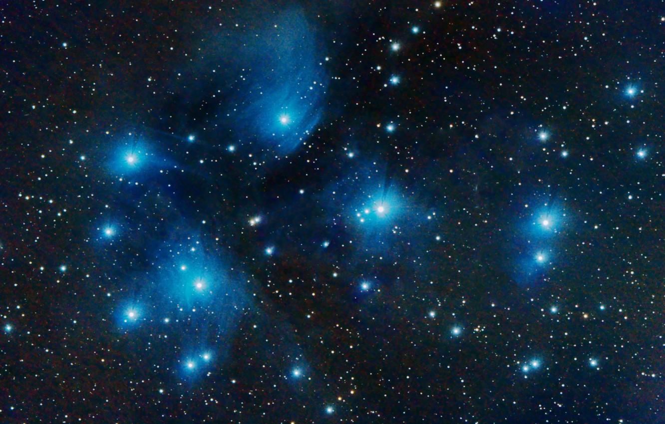 1332x850 Wallpaper space, stars, The Pleiades, star cluster, in the constellation of Taurus, M45 image for desktop, section космос