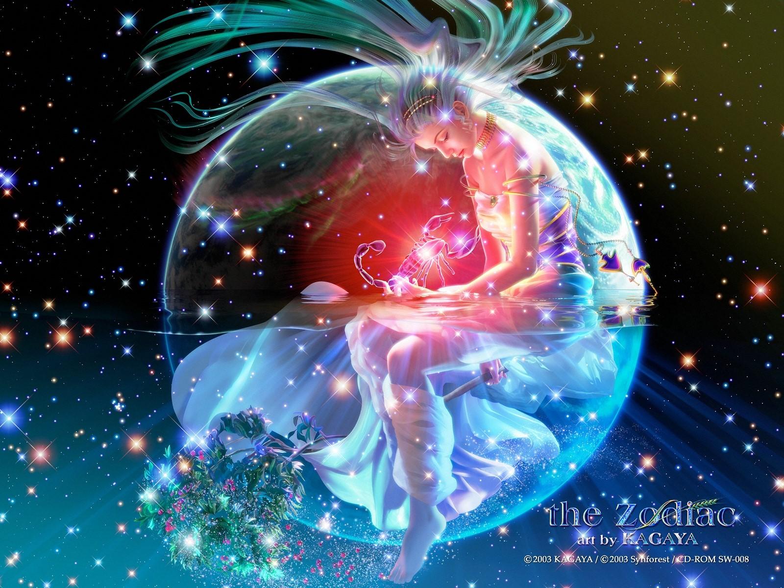 1600x1200 kagaya, constellation, anime, fantasy girl. Mocah HD Wallpaper