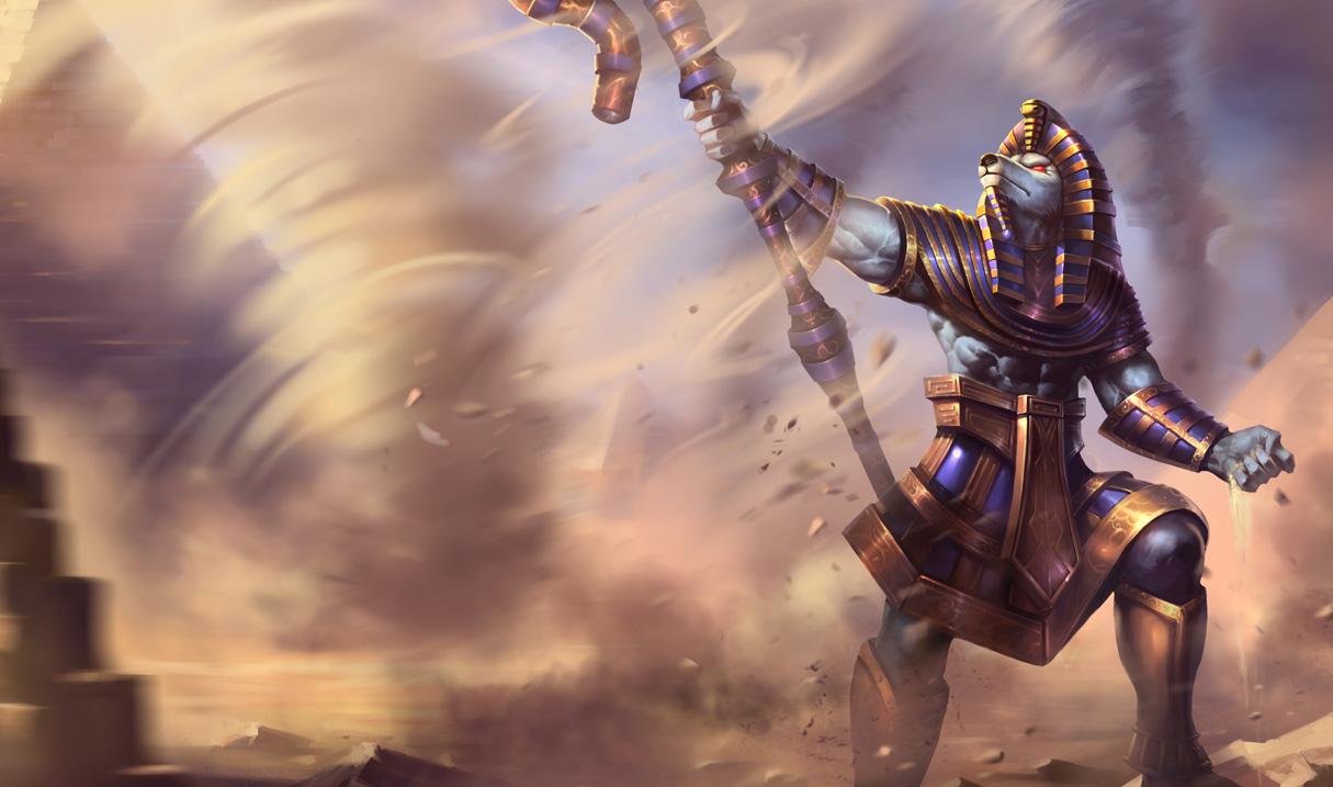 1215x717 Pharaoh Nasus Skin of Legends Wallpaper