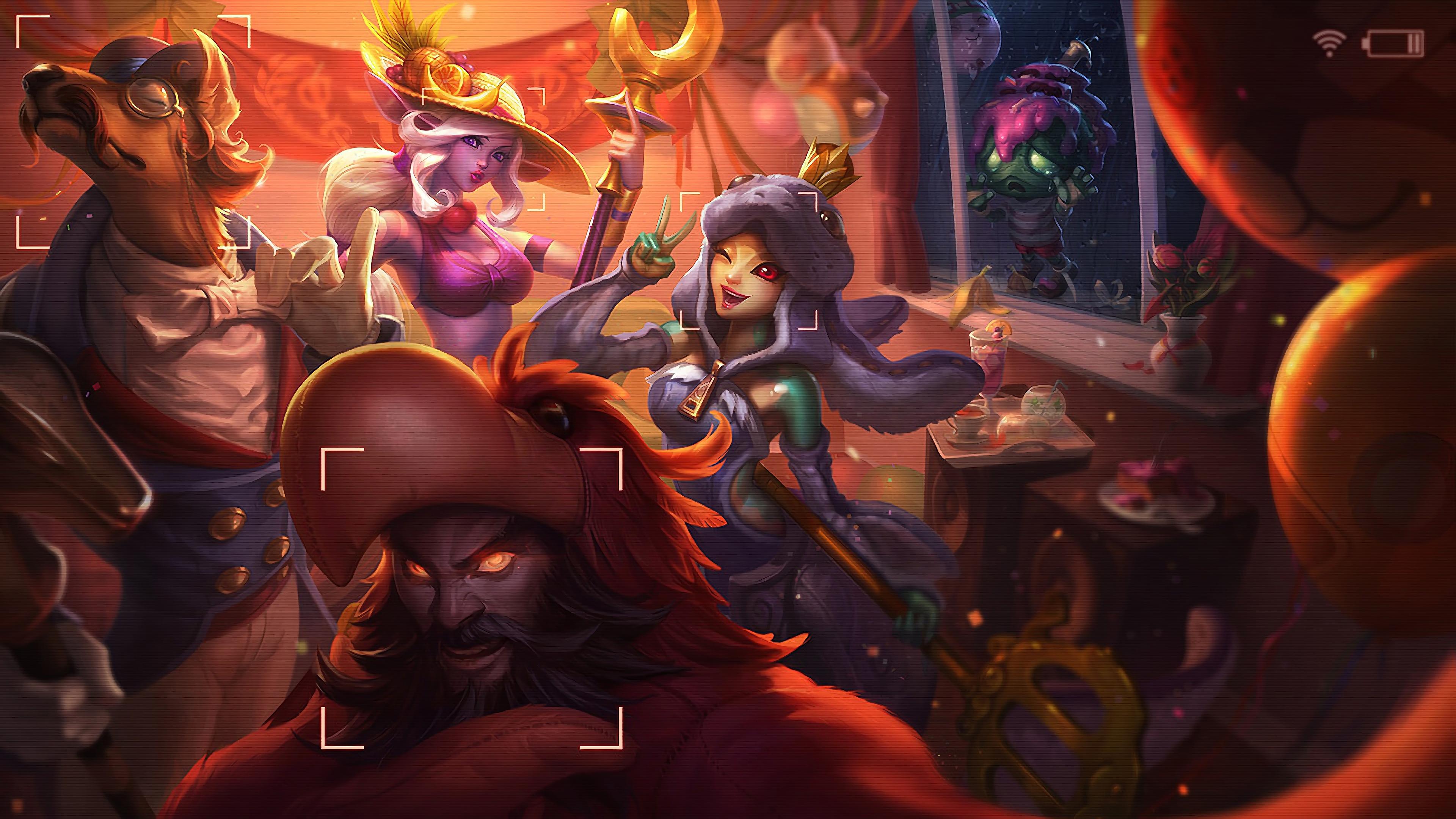 3840x2160 Wallpaper 4k Surprise Party Udyr Nami Nasus Nami Soraka Amumu LoL Art League of Legends Wallpaper