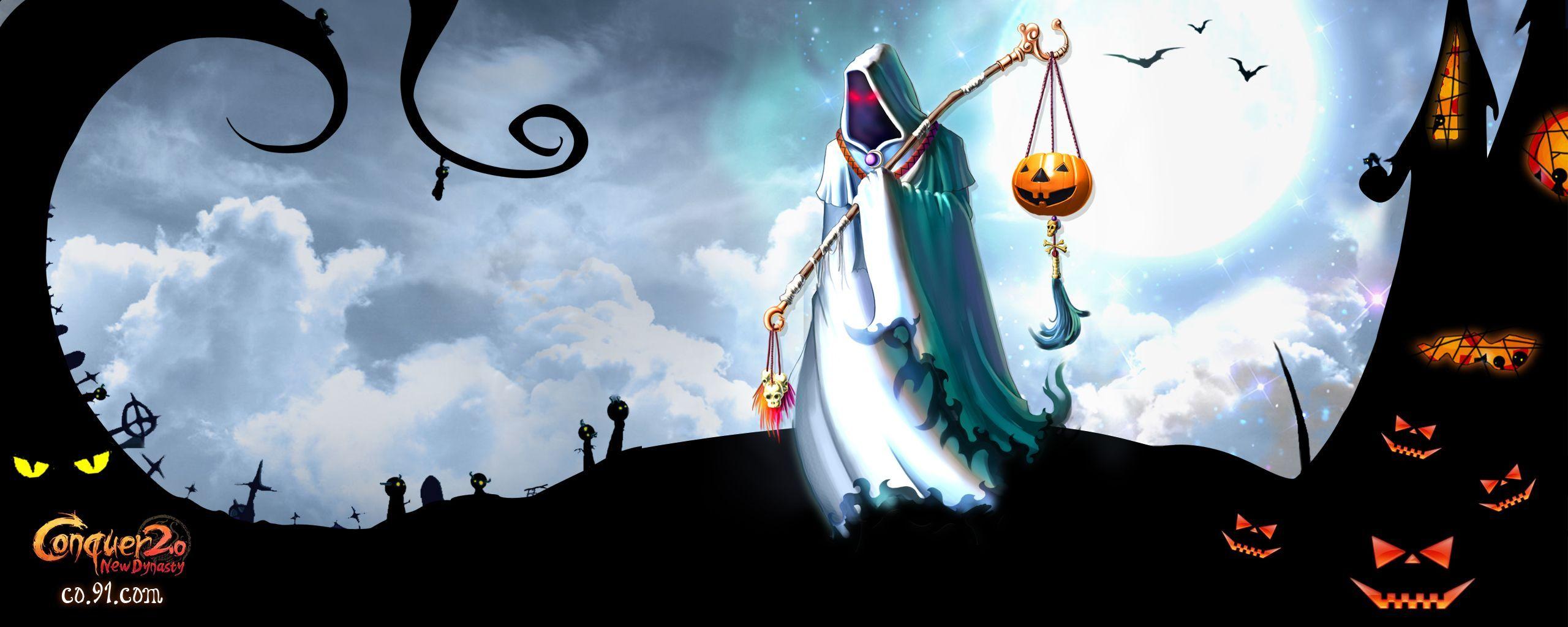 Dual Monitor Halloween Desktop Wallpaper