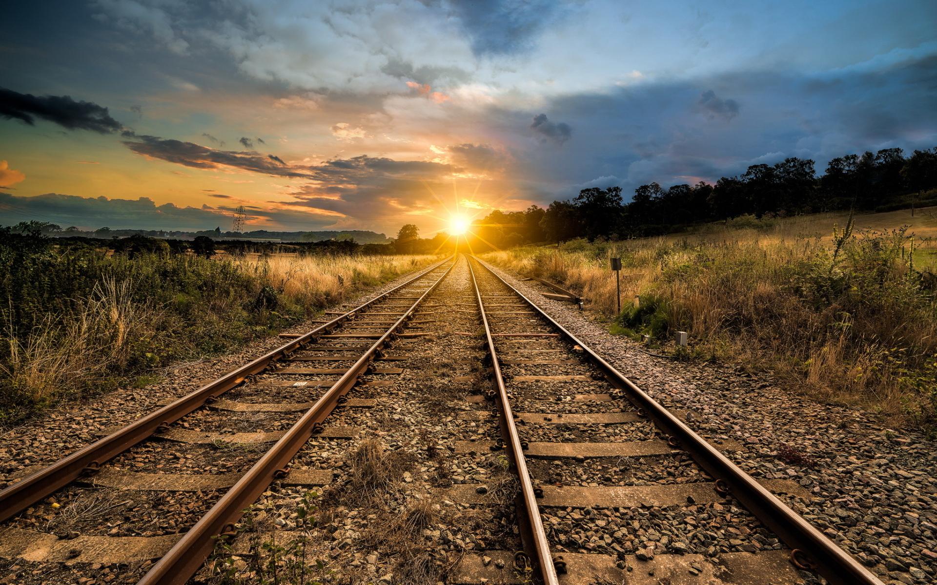 1920x1200 Double Tracks Bright Sunrise wallpaper. Double Tracks Bright Sunrise