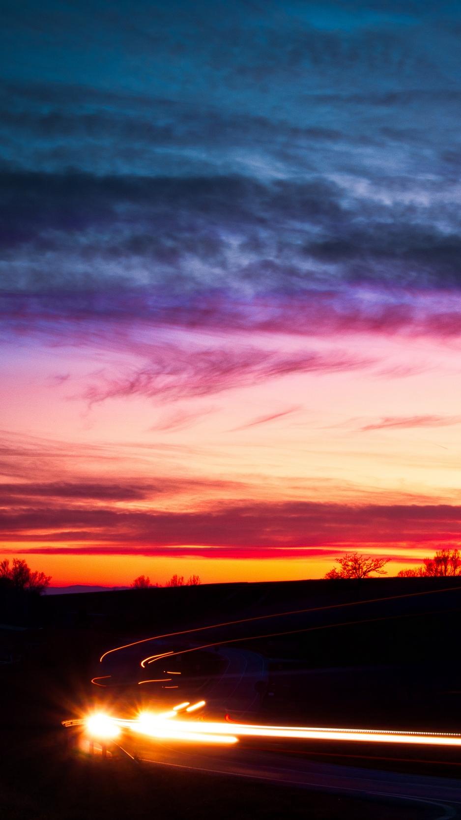 938x1668 Wallpaper Sky, Sunset, Turn, Bright 7 Wallpaper Bright