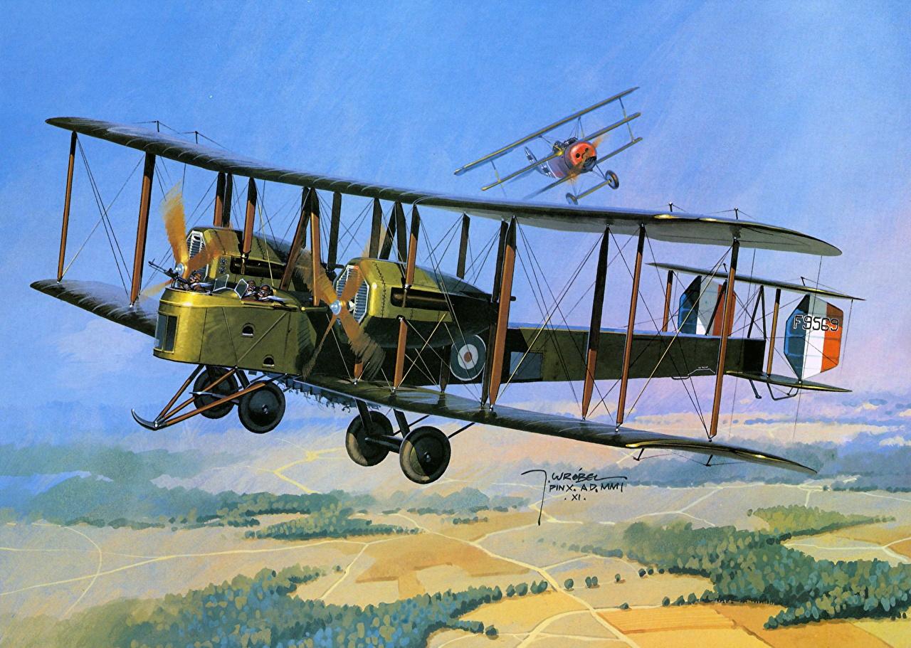 1280x911 Desktop Wallpaper Airplane Vickers Vimy antique Painting Art