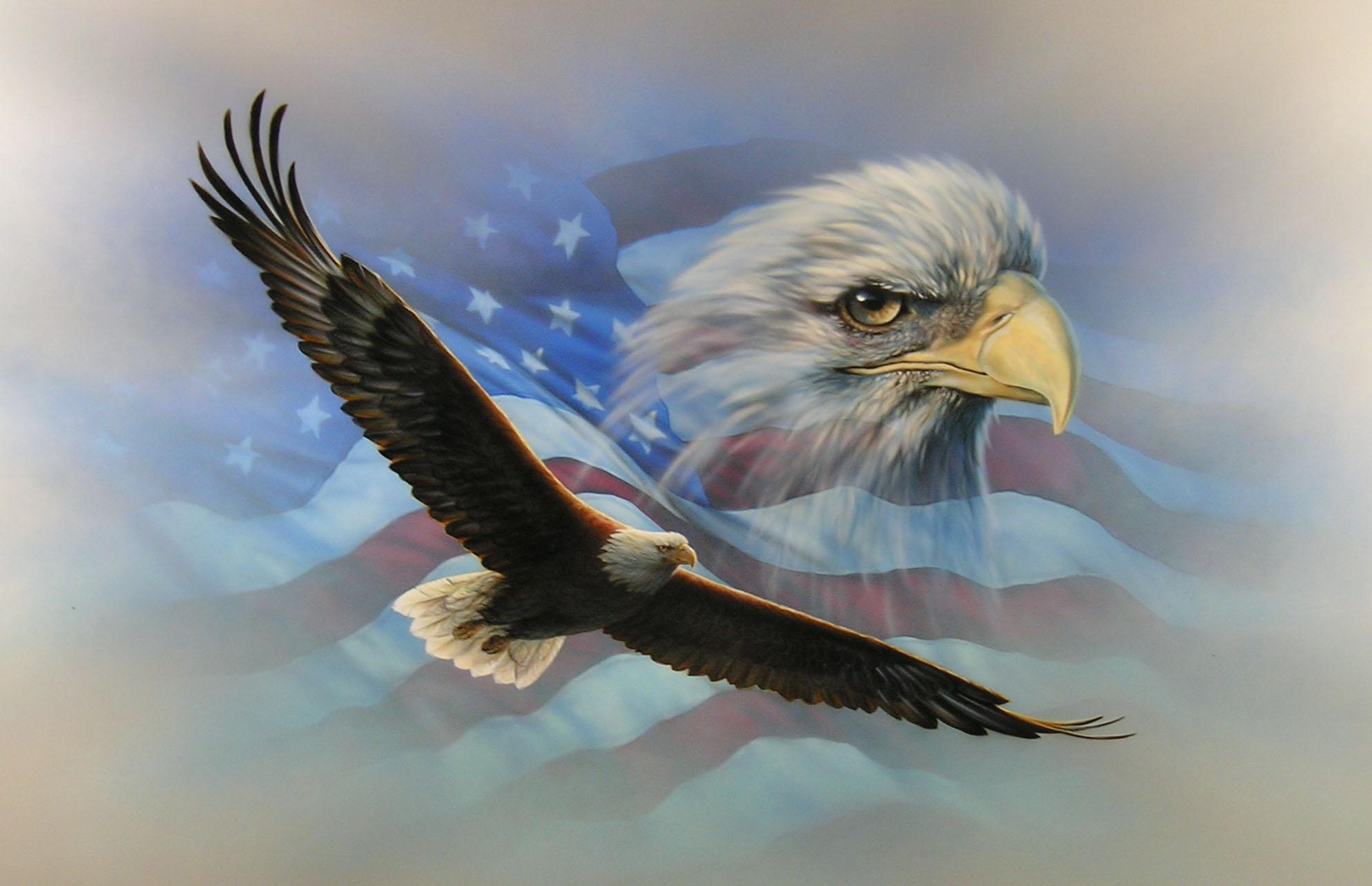 1987x1283 American Flag with Eagle Wallpaper