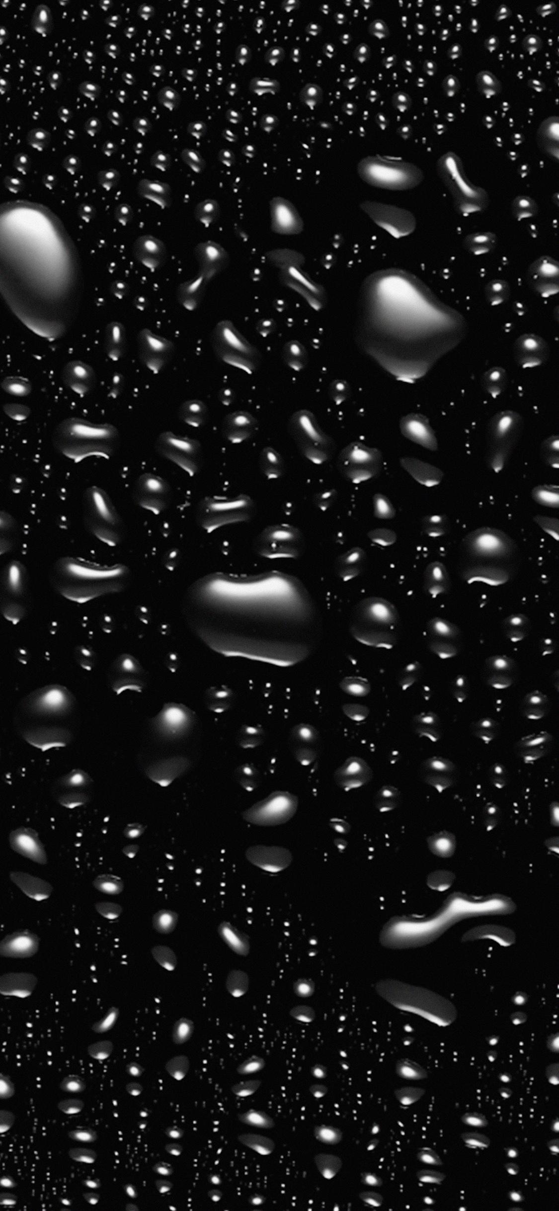 1125x2436 bubble rain pattern background bw dark