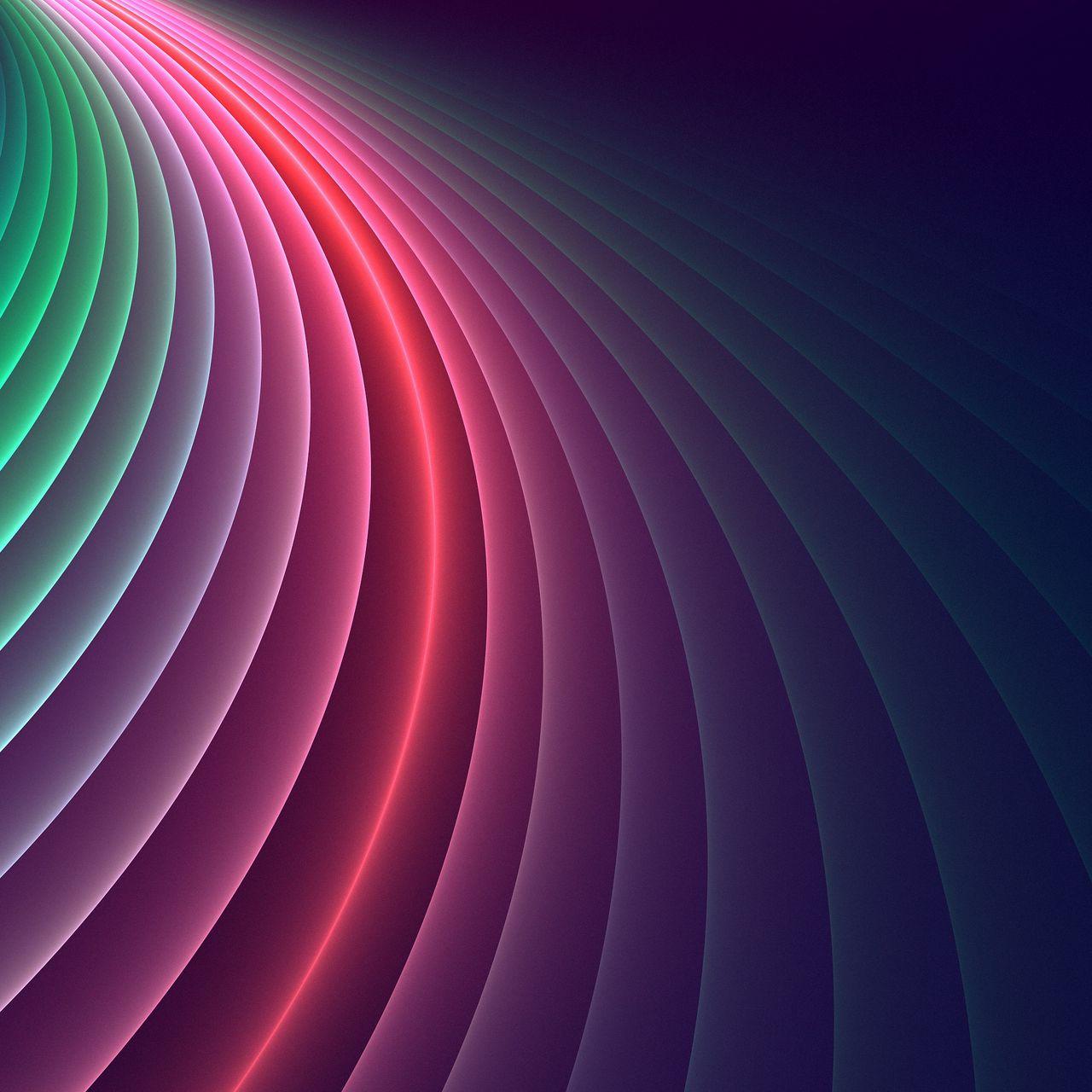 1280x1280 Download wallpaper 1280x1280 lines, colorful, glow, smooth, gradient ipad, ipad ipad mini for parallax HD background