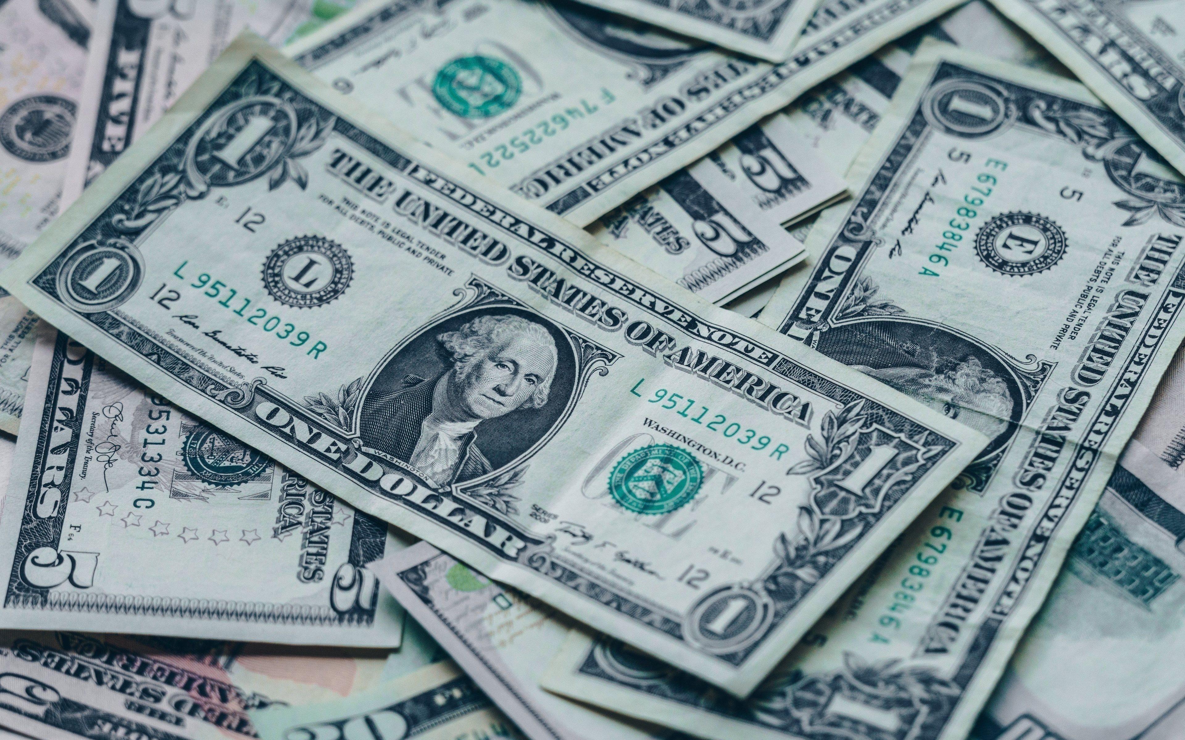 3840x2400 Download wallpaper dollars, money concepts, money background, american dollars, banknotes, 1 dollar, currency for desktop with resolution 3840x2400. High Quality HD picture wallpaper