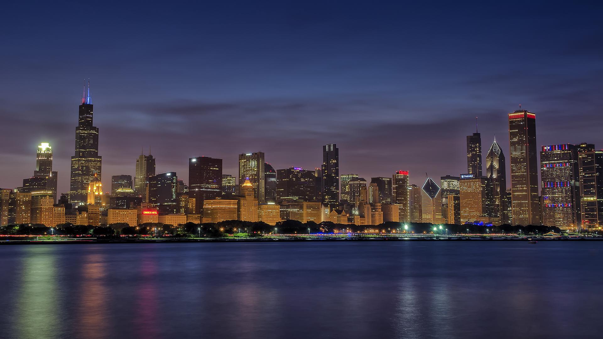 1920x1080 chicago, Buildings, Skyscrapers, Night Wallpaper HD / Desktop and Mobile Background
