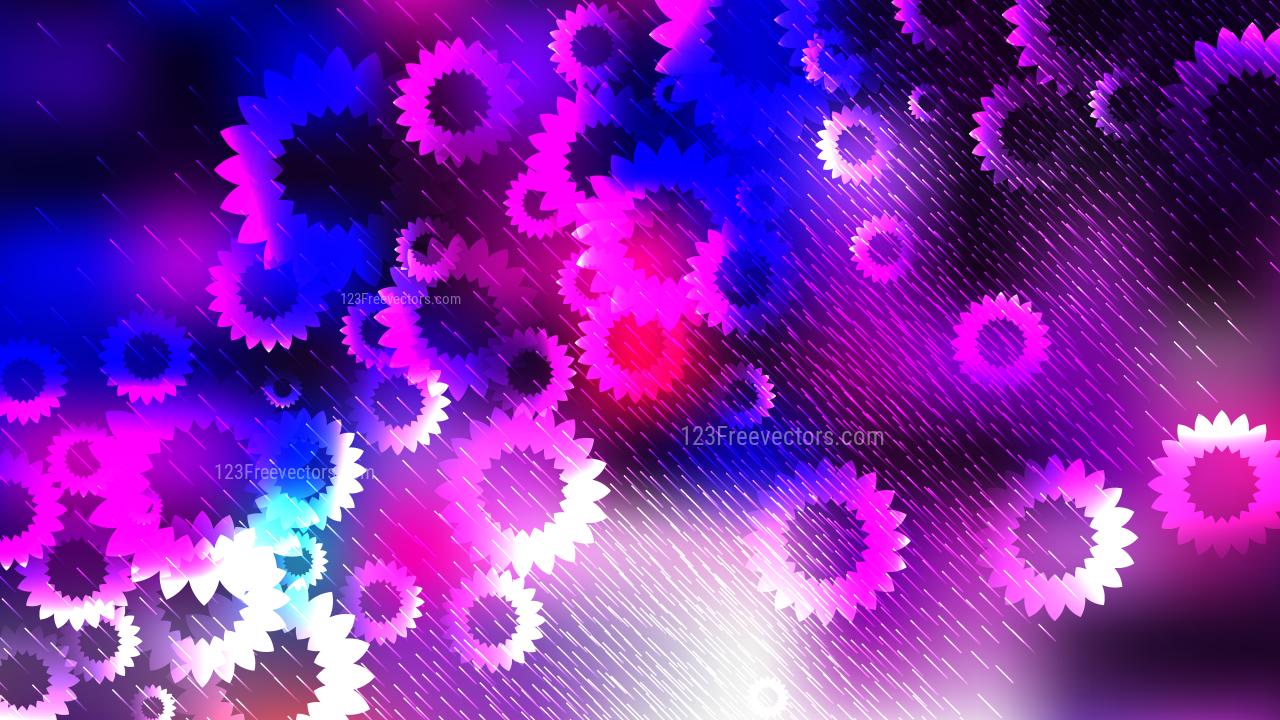 1280x720 Black Pink and Blue Floral Background Vector Illustration