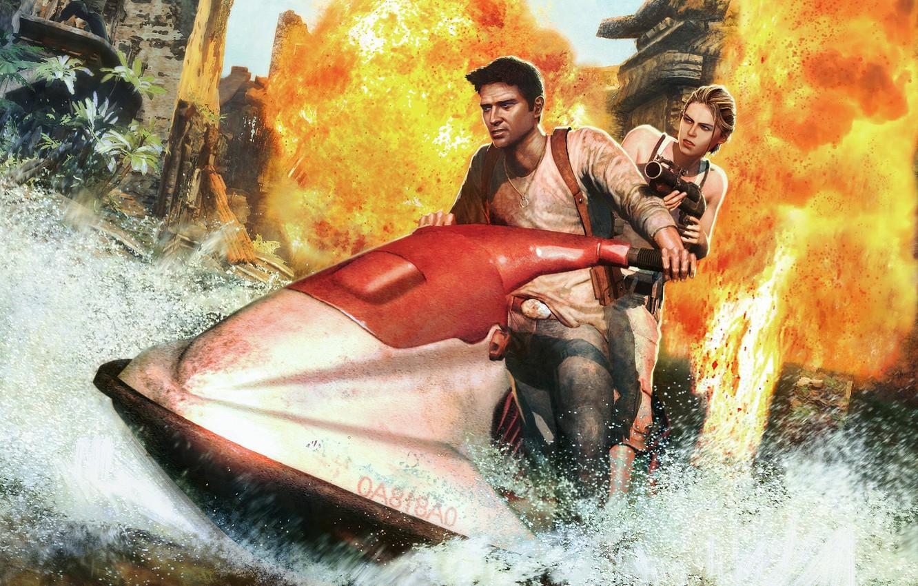1332x850 Wallpaper Naughty Dog, Nathan Drake, Elena Fisher Game, Uncharted: Drake's Fortune image for desktop, section игры
