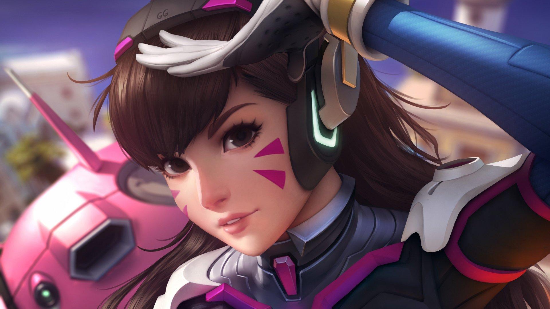 1920x1080 D.Va Overwatch Anime Girl 3D Desktop HD Wallpaper
