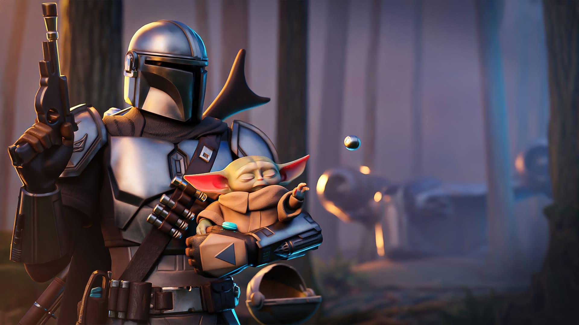 1920x1080 Fortnite Mandalorian and Baby Yoda Wallpaper Wallpaper : Desktop Wallpaper
