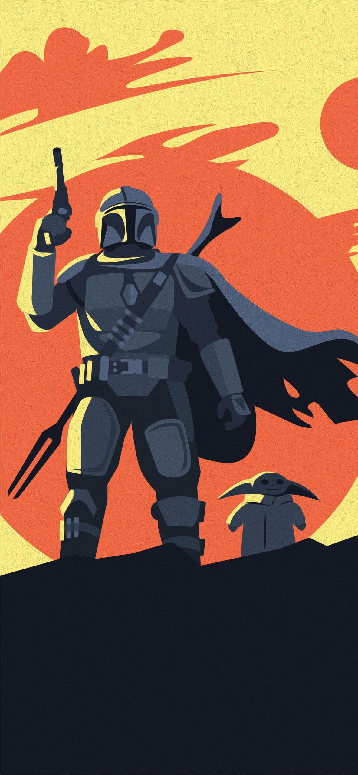 1183x2560 Mandalorian and Baby Yoda Wallpaper HD for iPhone