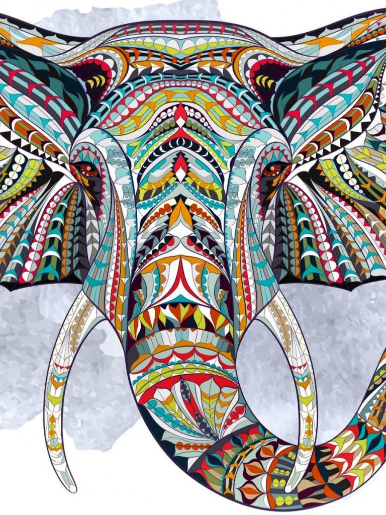 768x1024 Ethnic Elephant iPad wallpaper